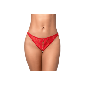 String sexy rouge en dentelle avec chaînes 